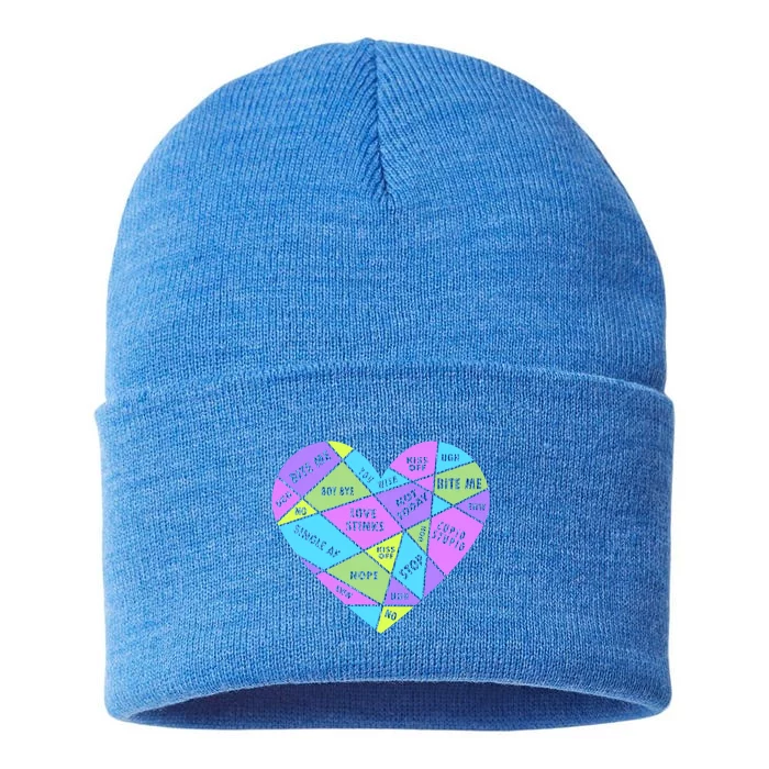 Antivalentines Day Mosaic Heart Singles Awareness Day Gift Sustainable Knit Beanie