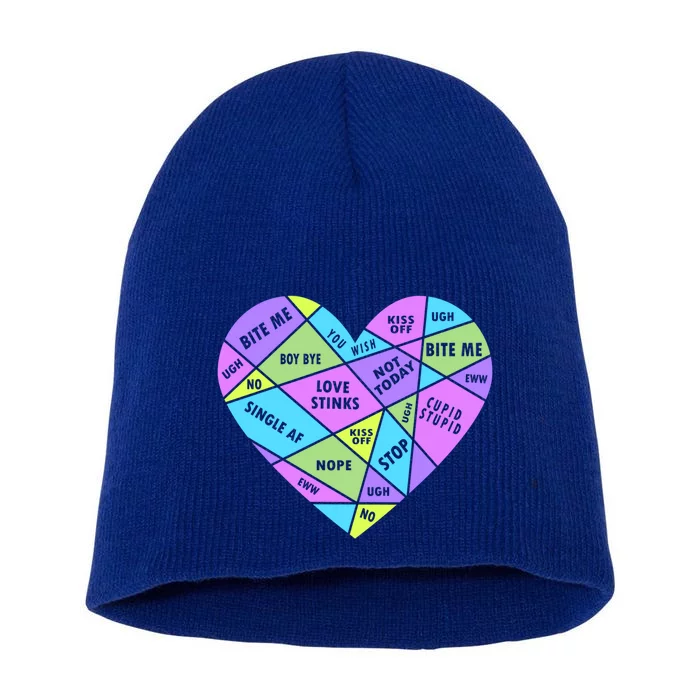 Antivalentines Day Mosaic Heart Singles Awareness Day Gift Short Acrylic Beanie