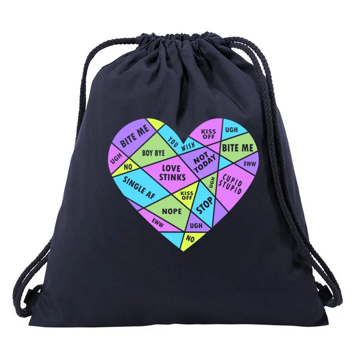 Antivalentines Day Mosaic Heart Singles Awareness Day Gift Drawstring Bag