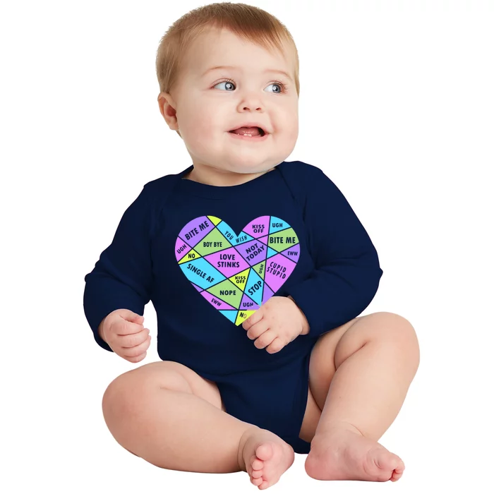 Antivalentines Day Mosaic Heart Singles Awareness Day Gift Baby Long Sleeve Bodysuit