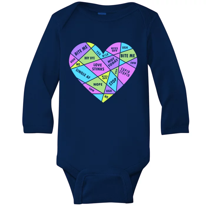 Antivalentines Day Mosaic Heart Singles Awareness Day Gift Baby Long Sleeve Bodysuit