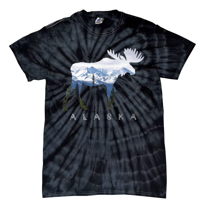 Alaska Day Moose Snowy Mountain Cute Gift Alaskan Tourist Gift Tie-Dye T-Shirt