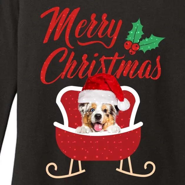 Aussie Dog Merry Christmas Design For The Holiday Season! Womens CVC Long Sleeve Shirt