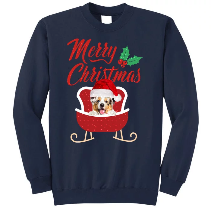 Aussie Dog Merry Christmas Design For The Holiday Season! Tall Sweatshirt