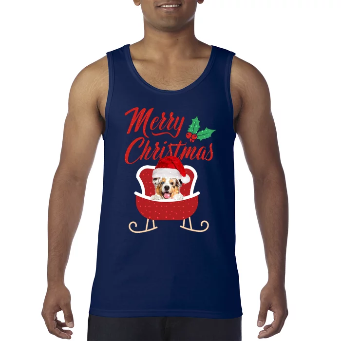 Aussie Dog Merry Christmas Design For The Holiday Season! Tank Top