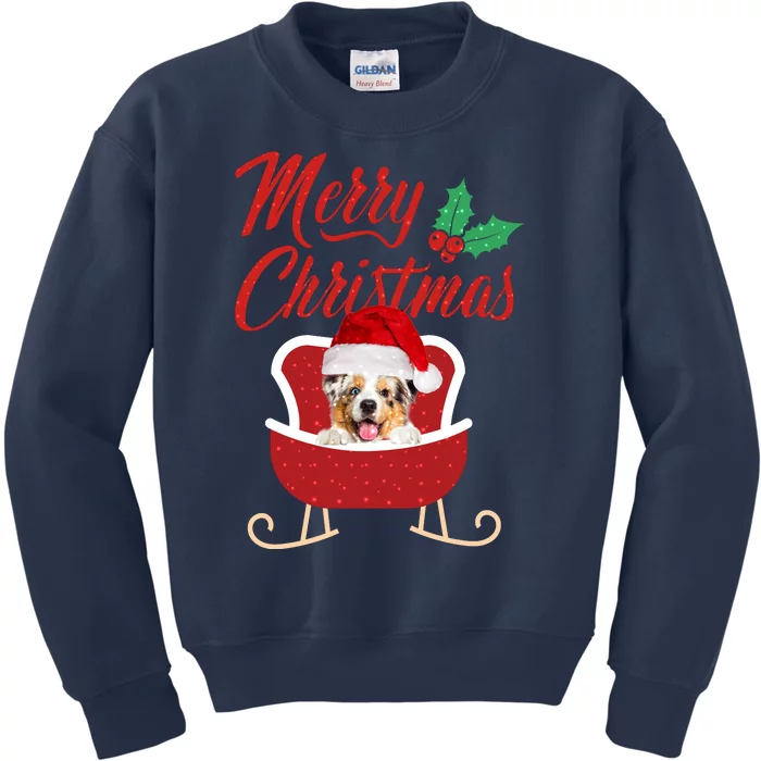 Aussie Dog Merry Christmas Design For The Holiday Season! Kids Sweatshirt