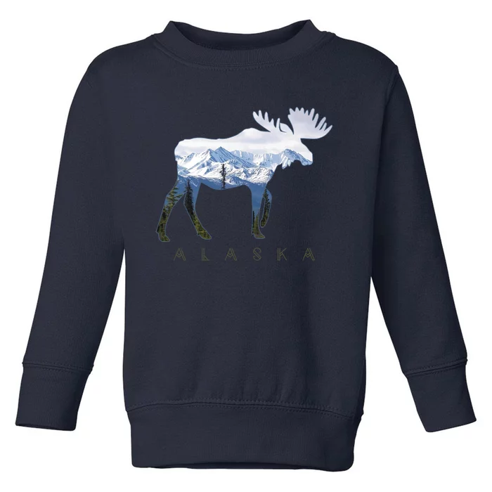 Alaska Day Moose Snowy Mountain Alaskan Tourist Toddler Sweatshirt