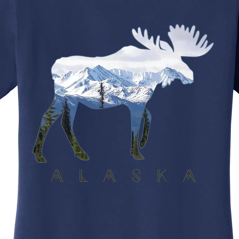 Alaska Day Moose Snowy Mountain Alaskan Tourist Women's T-Shirt