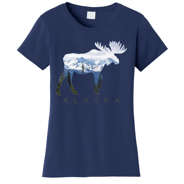 Alaska Day Moose Snowy Mountain Alaskan Tourist Women's T-Shirt