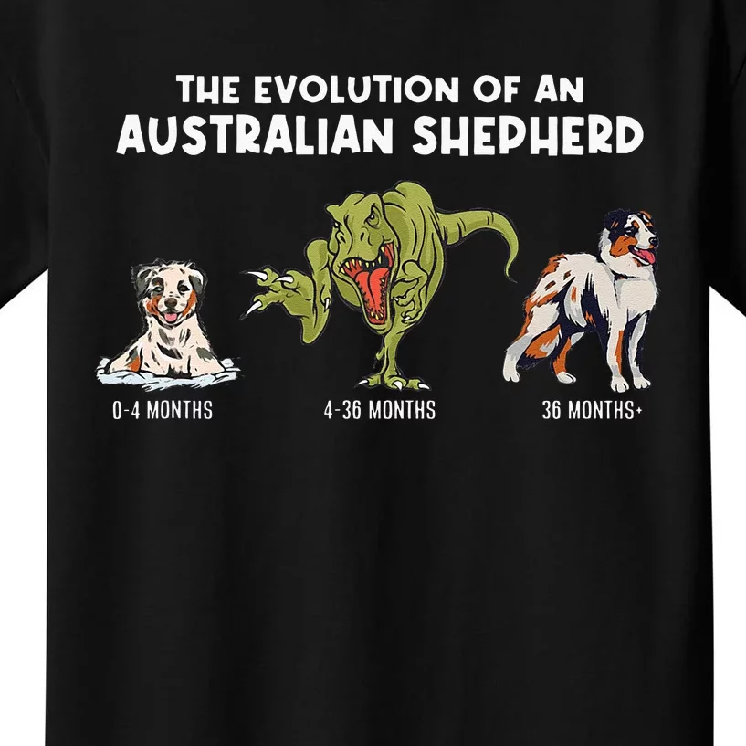 Aussie Dog Mom The Evolution Of An Australian Shepherd Kids T-Shirt