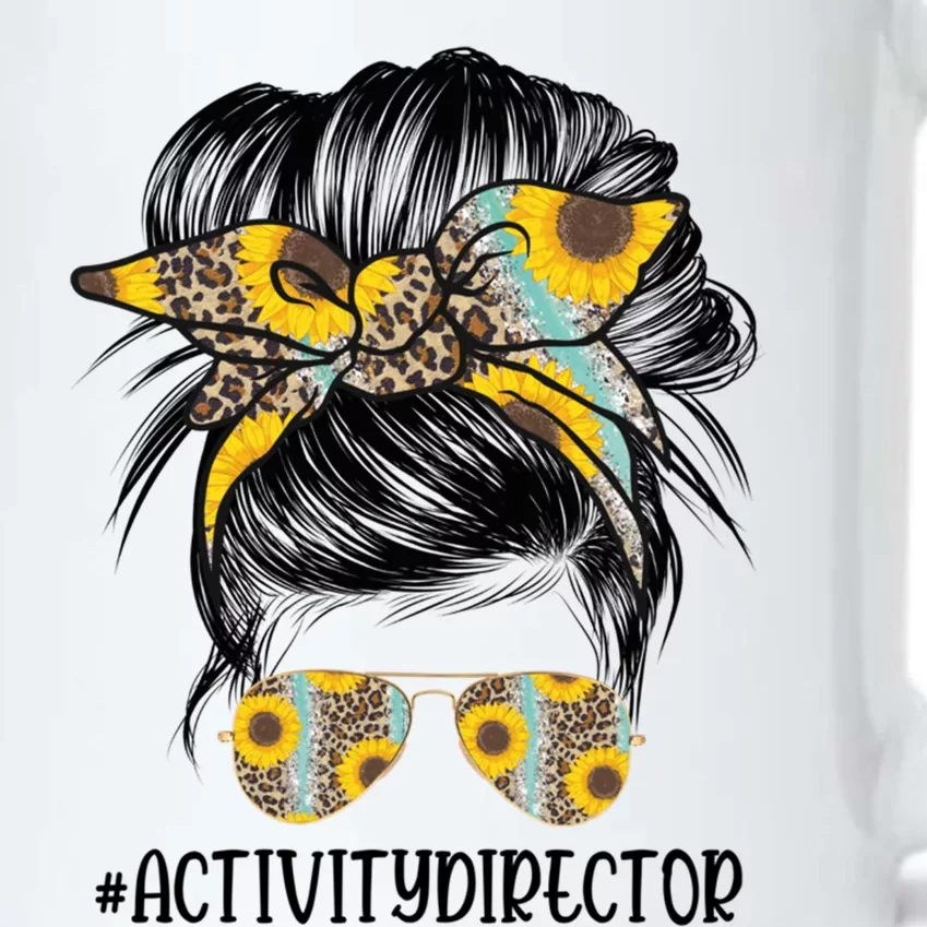 Activity Director Messy Hair Bun Sunflower Healthcare Gift Black Color Changing Mug