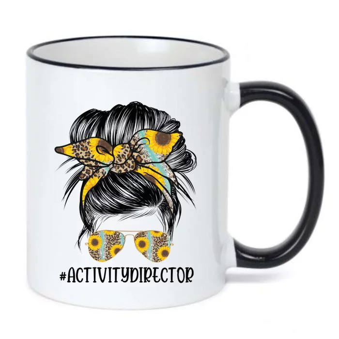 Activity Director Messy Hair Bun Sunflower Healthcare Gift Black Color Changing Mug