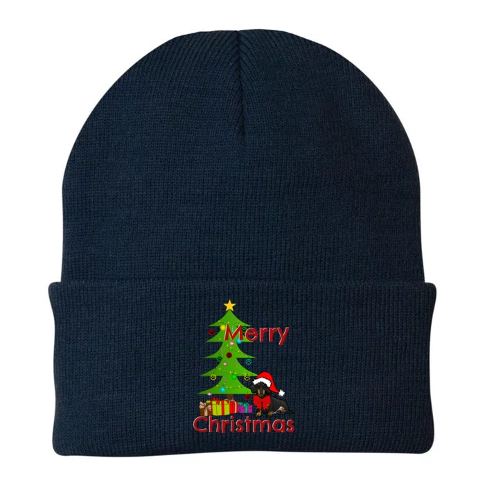 Adorable Dachshund Merry Christmas Funny Doxie Lover Cute Gift Knit Cap Winter Beanie