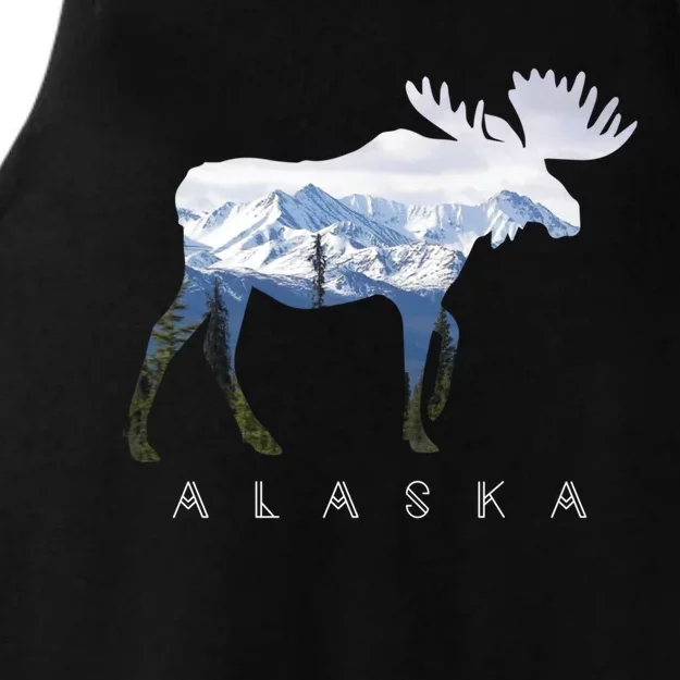 Alaska Day Moose Snowy Mountain Alaskan Tourist Or Resident Gift Ladies Tri-Blend Wicking Tank