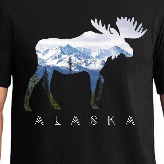 Alaska Day Moose Snowy Mountain Alaskan Tourist Or Resident Gift Pajama Set