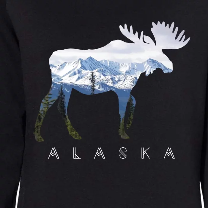 Alaska Day Moose Snowy Mountain Alaskan Tourist Or Resident Gift Womens California Wash Sweatshirt