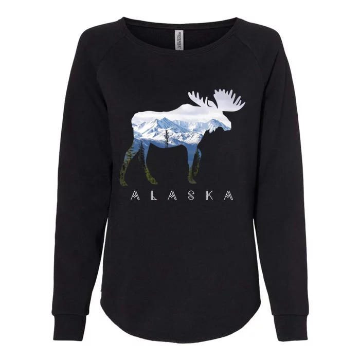 Alaska Day Moose Snowy Mountain Alaskan Tourist Or Resident Gift Womens California Wash Sweatshirt