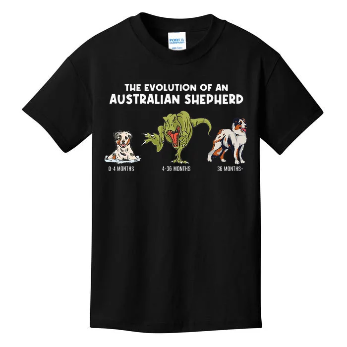 Aussie Dog Mom The Evolution Of An Australian Shepherd Kids T-Shirt