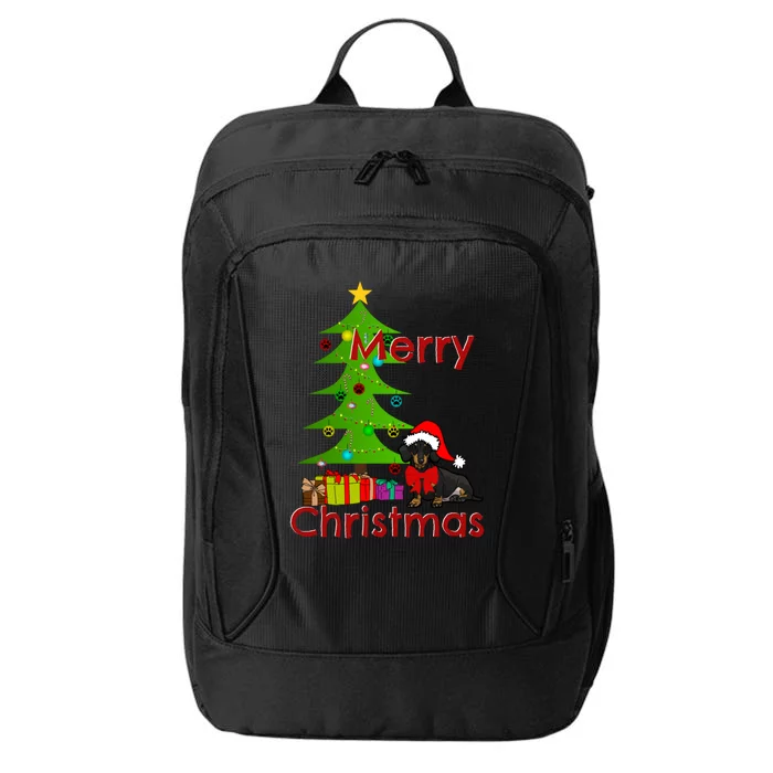 Adorable Dachshund Merry Christmas Funny Doxie Lover Gift City Backpack