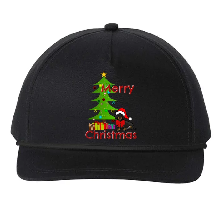 Adorable Dachshund Merry Christmas Funny Doxie Lover Gift Snapback Five-Panel Rope Hat