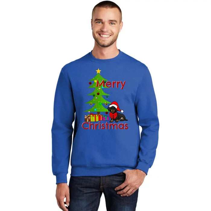 Adorable Dachshund Merry Christmas Funny Doxie Lover Gift Tall Sweatshirt