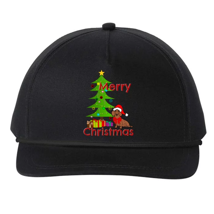 Adorable Dachshund Merry Christmas Funny Doxie Lover Gift Snapback Five-Panel Rope Hat