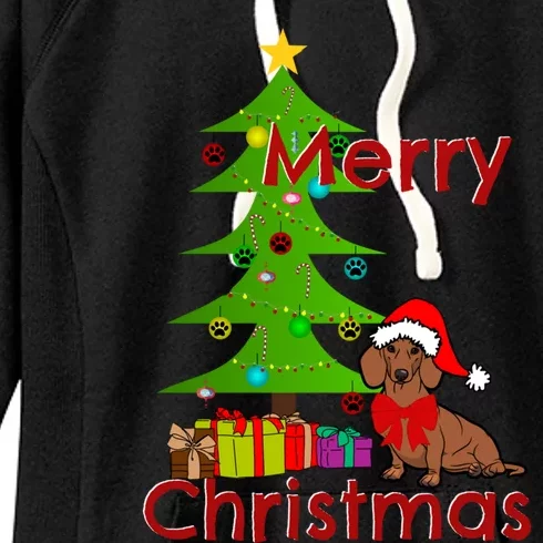 Adorable Dachshund Merry Christmas Funny Doxie Lover Gift Women's Fleece Hoodie