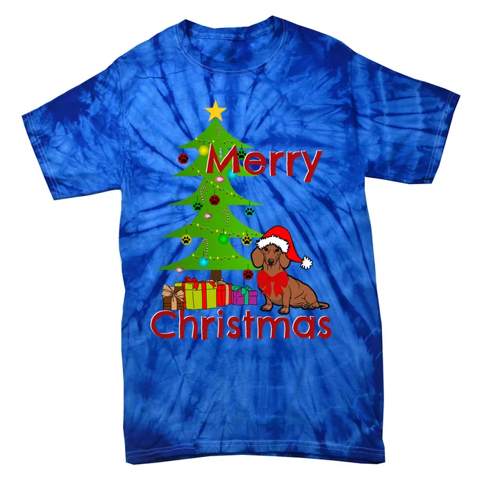 Adorable Dachshund Merry Christmas Funny Doxie Lover Gift Tie-Dye T-Shirt