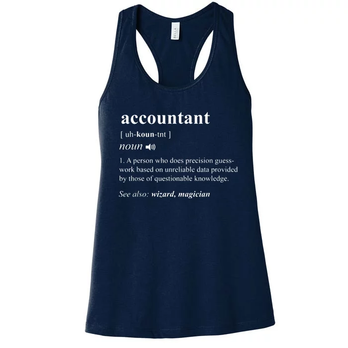 Accountant Definition Noun Accounting Major CPA Funny Gifts Women's Racerback Tank