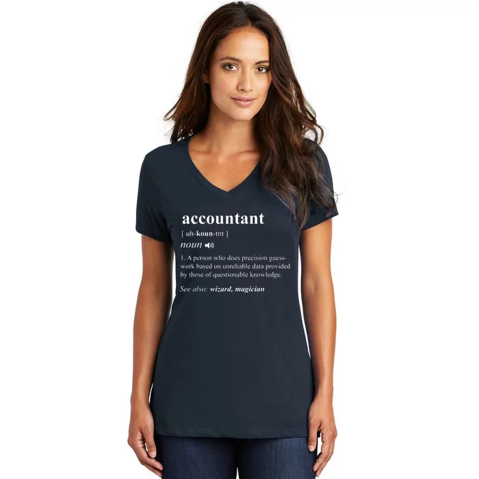 Accountant Definition Noun Accounting Major CPA Funny Gifts Women's V-Neck T-Shirt