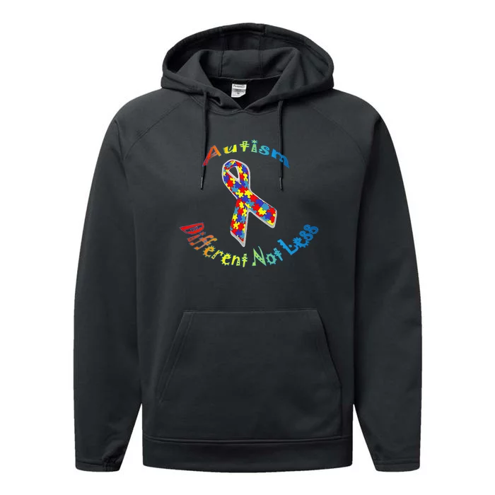 Autism Different Not Less For Autism Awareness Performance Fleece Hoodie