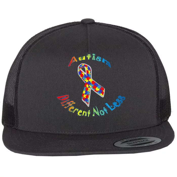 Autism Different Not Less For Autism Awareness Flat Bill Trucker Hat