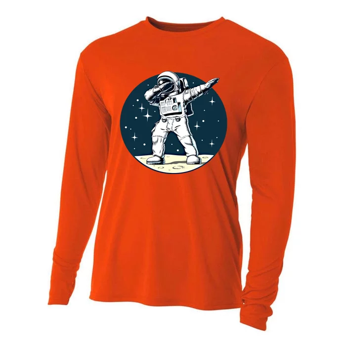 Astronaut Dabbing On The Moon Outer Space Funny Graphic Gift Cooling Performance Long Sleeve Crew