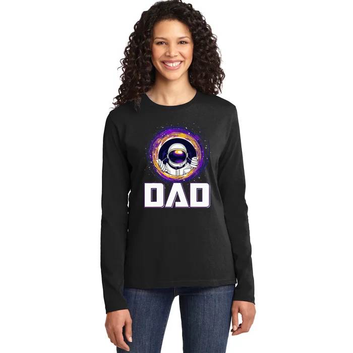 Astronaut Dad Outer Space Lover Fathers Day Ladies Long Sleeve Shirt