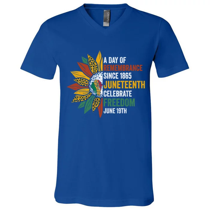 A Day Of Remembrance Since 1985 Junenth Celebrate Freedom Gift V-Neck T-Shirt