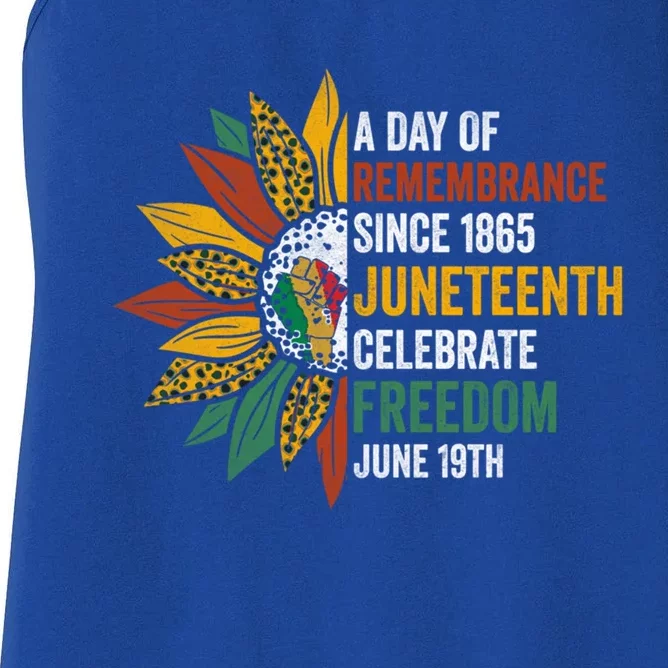 A Day Of Remembrance Since 1985 Junenth Celebrate Freedom Gift Women's Racerback Tank