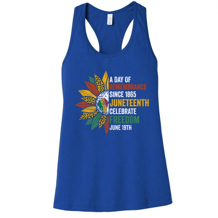 A Day Of Remembrance Since 1985 Junenth Celebrate Freedom Gift Women's Racerback Tank