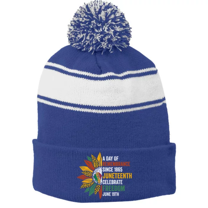 A Day Of Remembrance Since 1985 Junenth Celebrate Freedom Gift Stripe Pom Pom Beanie