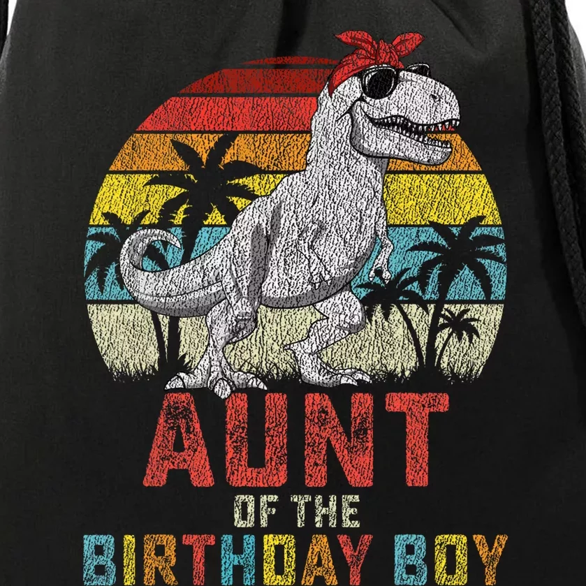 Aunt Dinosaur Of The Birthday Boy Matching Family Drawstring Bag