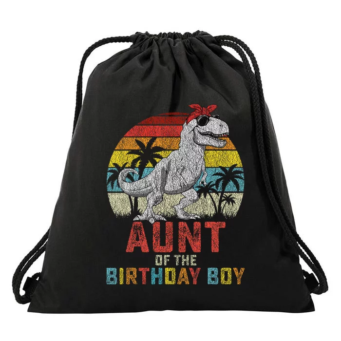 Aunt Dinosaur Of The Birthday Boy Matching Family Drawstring Bag