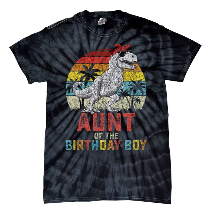 Aunt Dinosaur Of The Birthday Boy Matching Family Tie-Dye T-Shirt