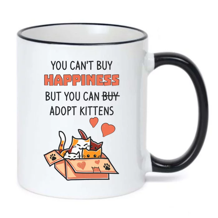 Adopt Kittens Buy Happiness Black Color Changing Mug