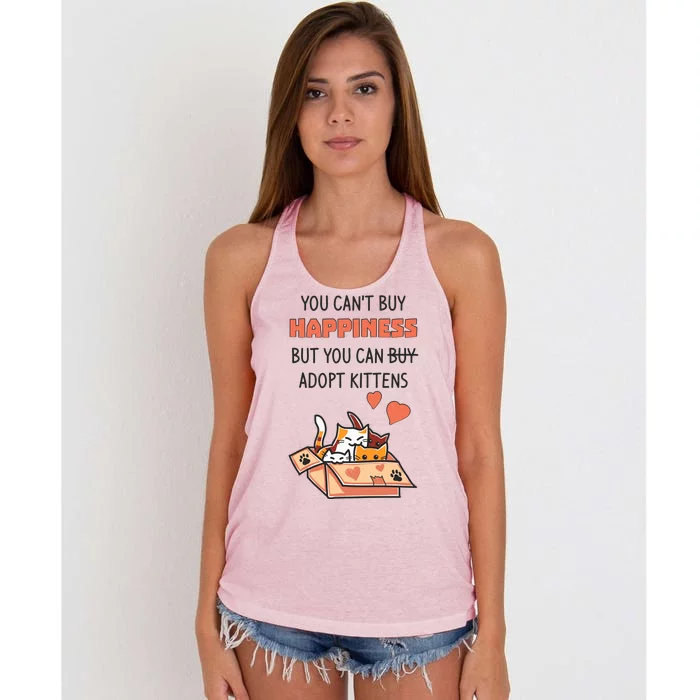 Adopt Kittens Buy Happiness Women's Knotted Racerback Tank