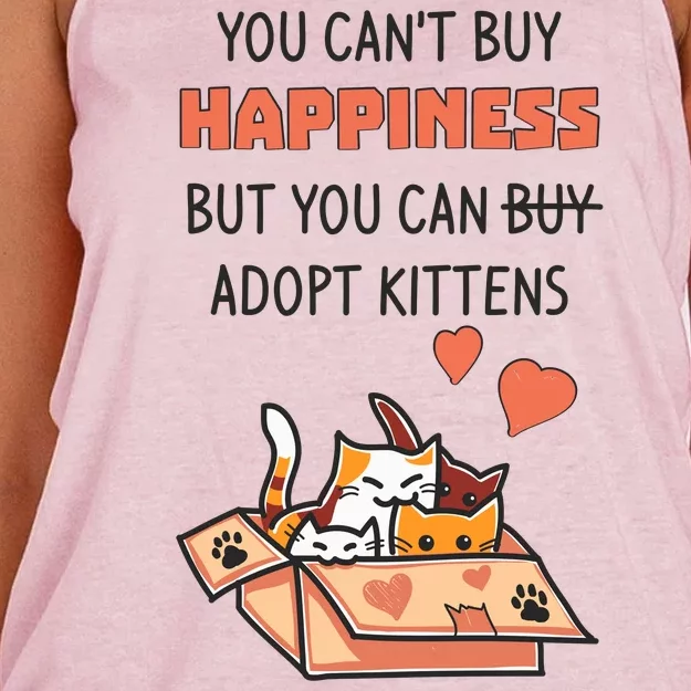 Adopt Kittens Buy Happiness Women's Knotted Racerback Tank