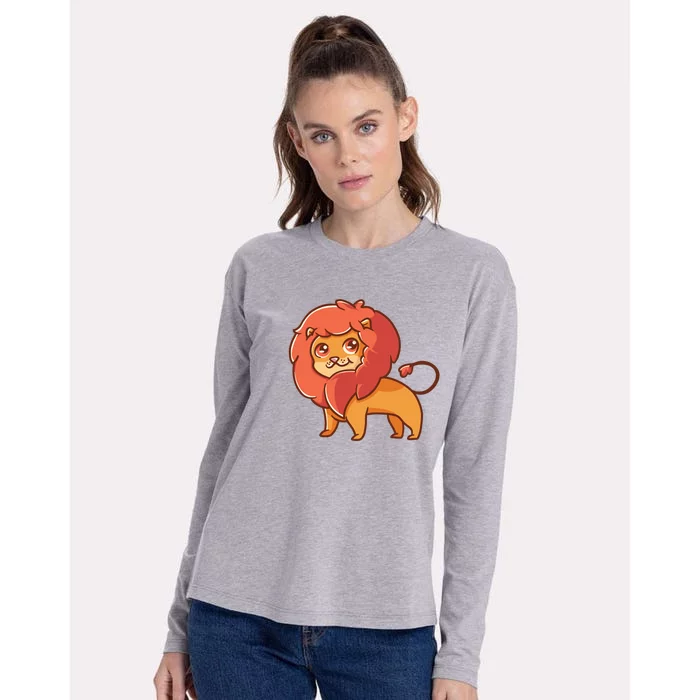 Adorable Baby Lion Womens Cotton Relaxed Long Sleeve T-Shirt