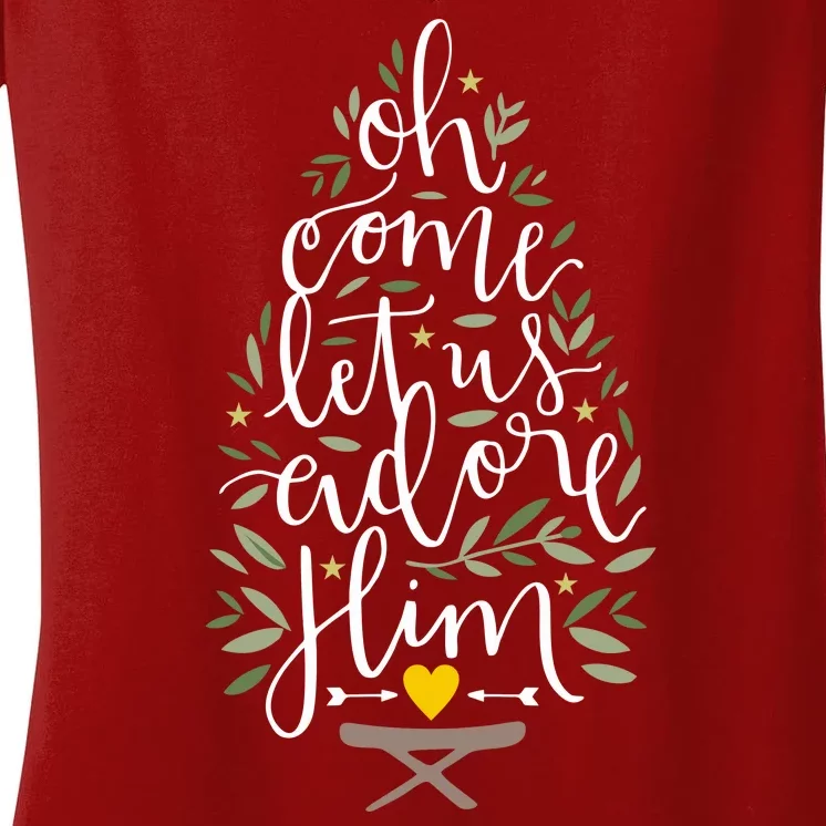 Adore Him Baby Jesus Christmas Women's V-Neck T-Shirt