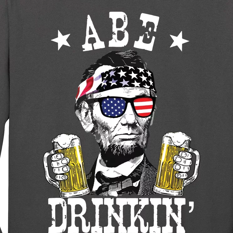 Abe Drinkin Patriotic American Abraham Lincoln Drinking Long Sleeve Shirt