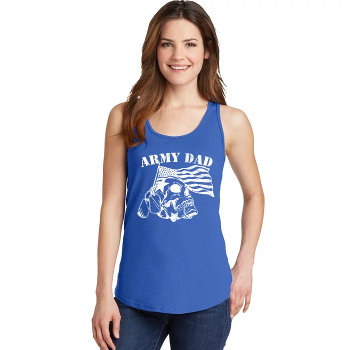 Army Dad Proud Us Army Veteran Us Flag Funny Gift Ladies Essential Tank