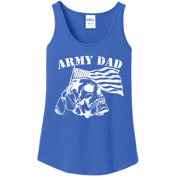 Army Dad Proud Us Army Veteran Us Flag Funny Gift Ladies Essential Tank