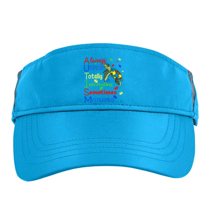 Autism Definition Puzzle Pieces Turtle Always Unique Gift Adult Drive Performance Visor